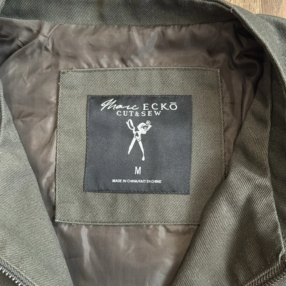 EUC Men's Olive Green Marc Ecko Military Jacket Size Medium - Picture 3 of 10